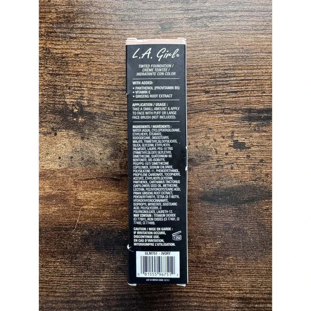 L.A. Girl Tinted Foundation, Buildable Natural Finish - #Glm751 IVORY NEW